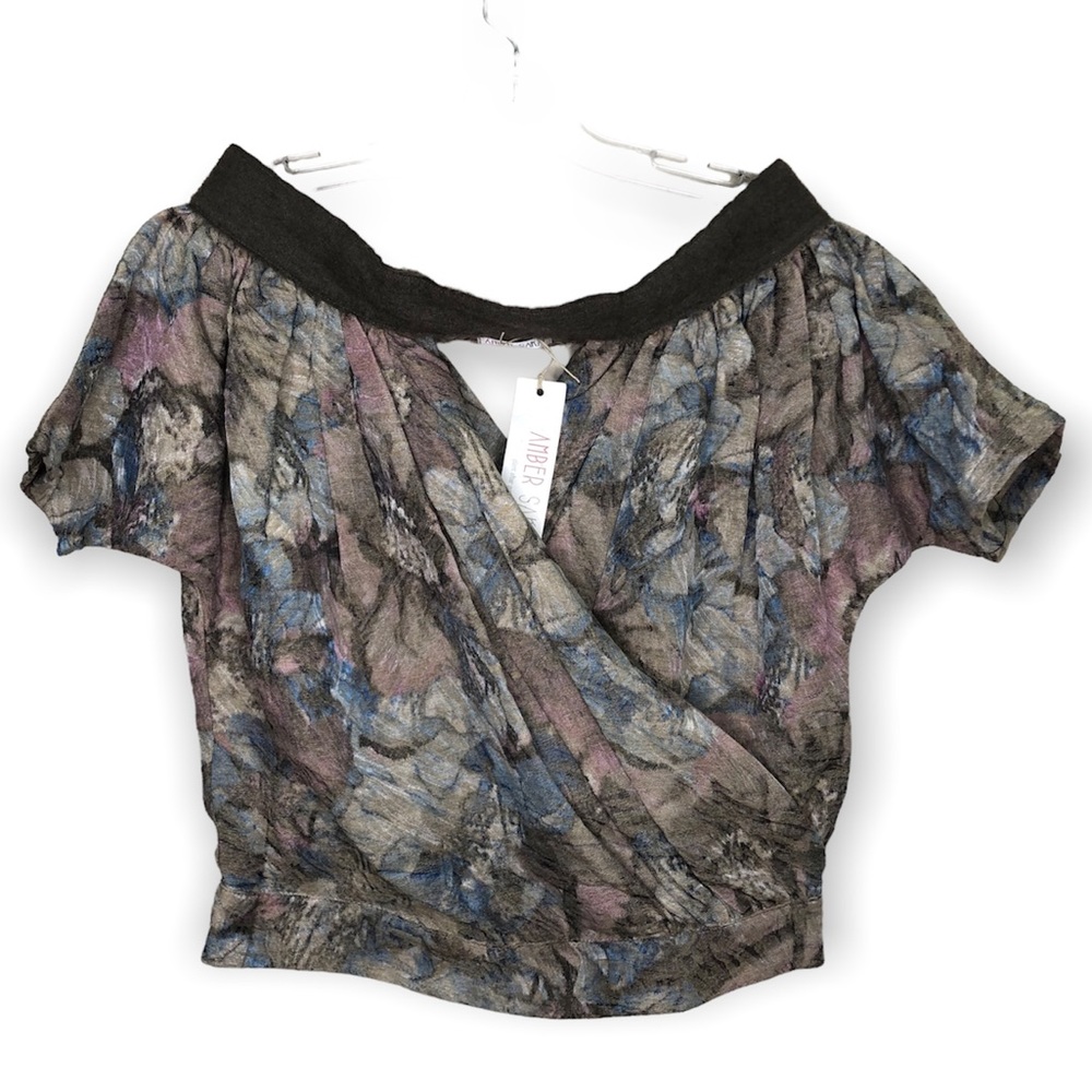 NEW Amber Sakai Boat Neck Wrap Top